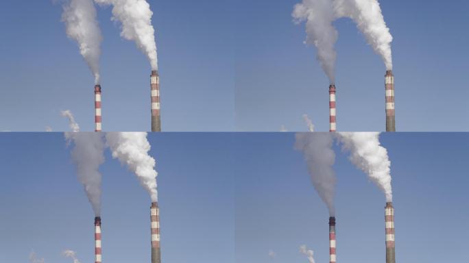 火力发电站鸟瞰图化工厂工业二氧化碳气体排