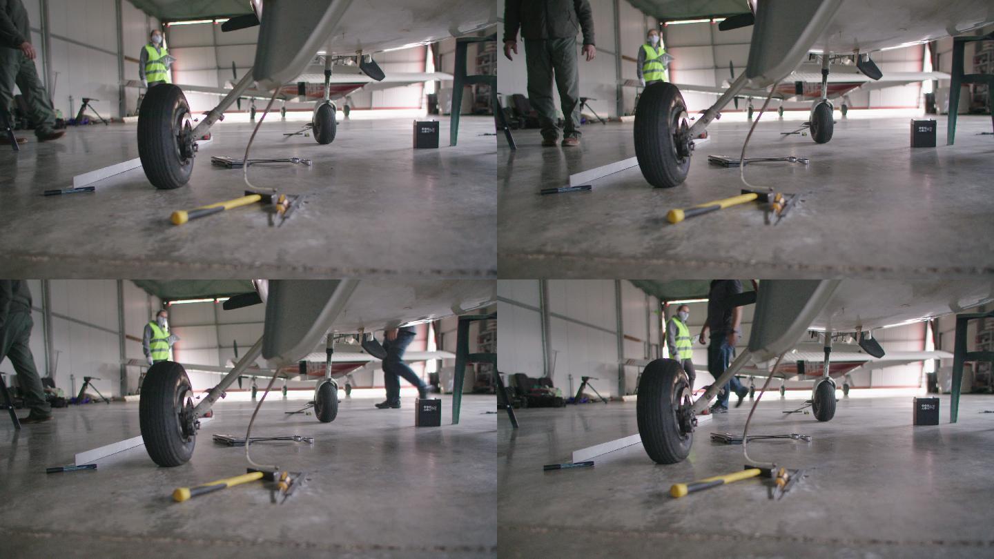 飞机修理场直升机直升飞机检修检测