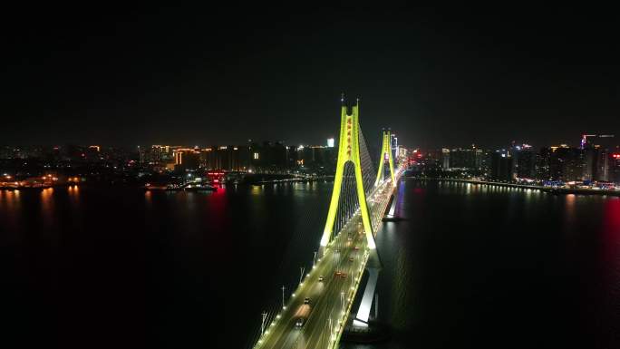 湛江海湾大桥夜景航拍02