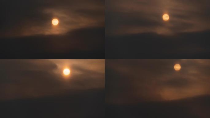 太阳与云彩快速移动的延时摄影