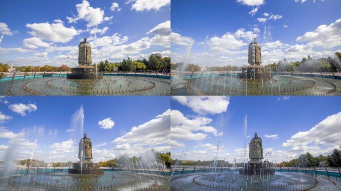 8K超高清吉林省长春市雕塑公园孔子像延时