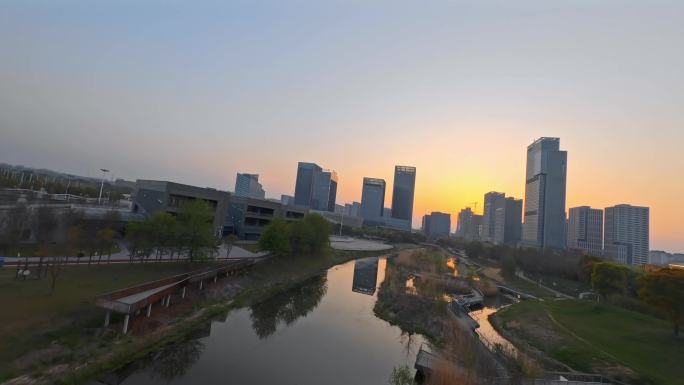 扬州文昌路广陵新城夕阳远眺