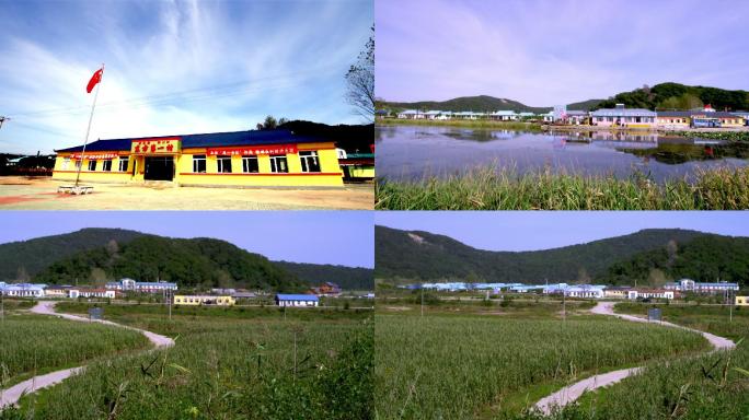珲春风貌郊区朝鲜族住宅草地河流