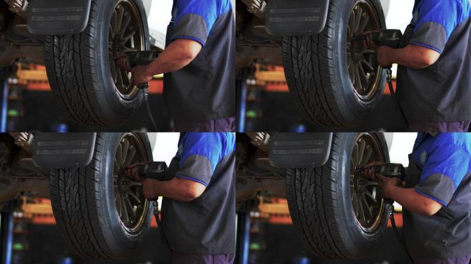 汽车修理工汽车修理轮胎拆卸换轮胎