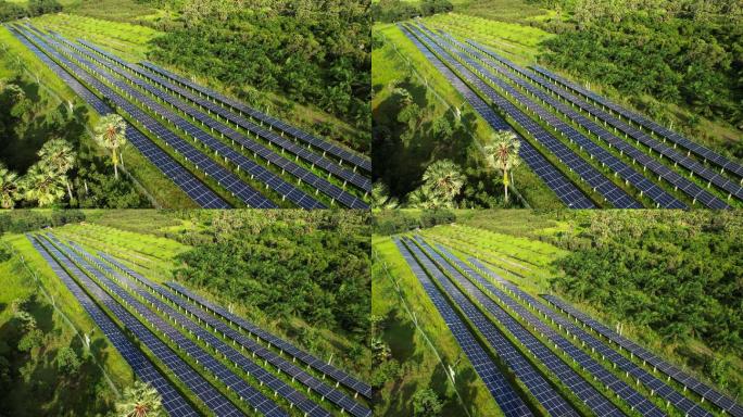 太阳能农场鸟瞰图绿色清洁能源光电厂