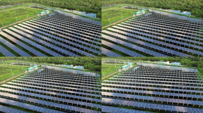 太阳能农场鸟瞰图太阳能发电站光板电力新能
