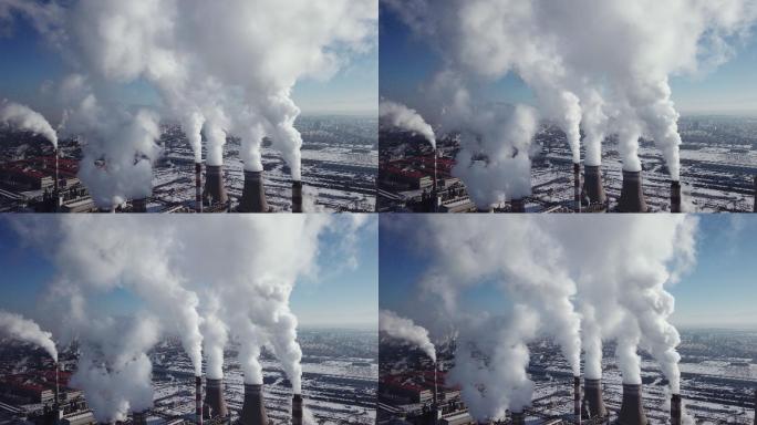 工厂鸟瞰图工业化污染发电厂