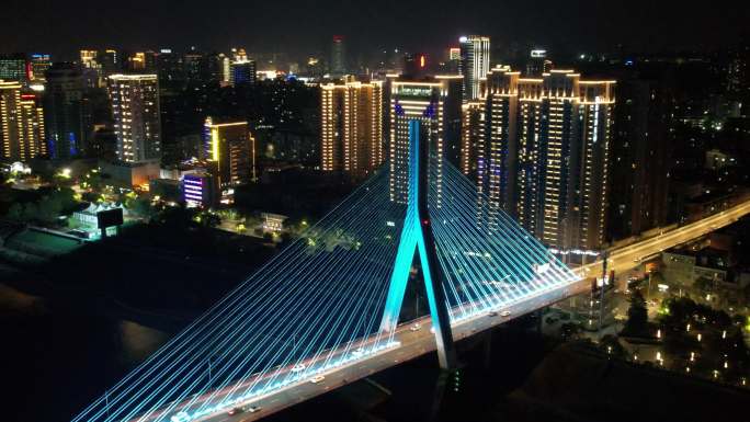 夷陵大桥灯光城市夜景