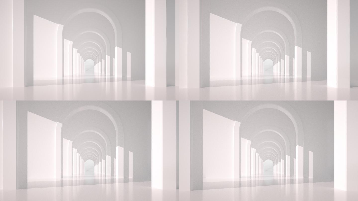 抽象穿越空旷现代城市隧道过道通道动态视频