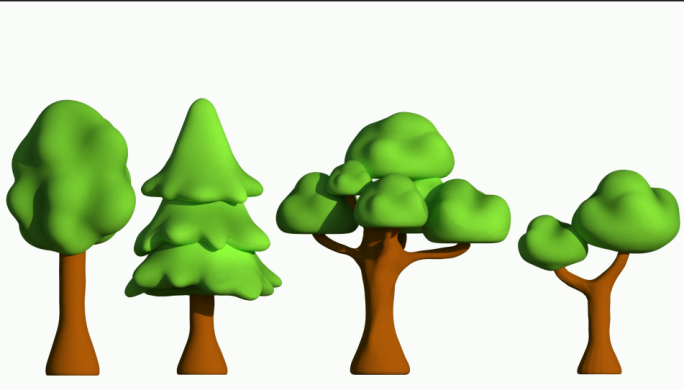卡通树Q版可爱3D小树动画视频素材下载