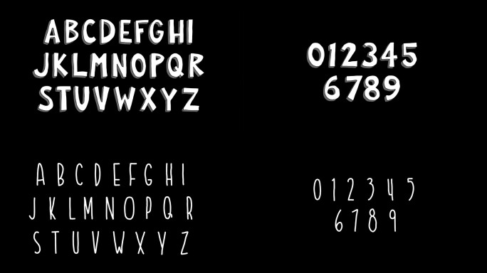 2款卡通手绘线条英文字母 数字（带通道）