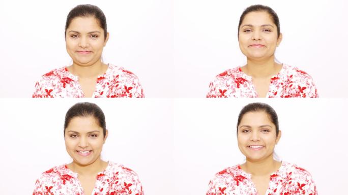 女人摇头，点头印度大妈微笑