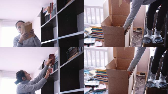 用硬纸盒包装书籍。