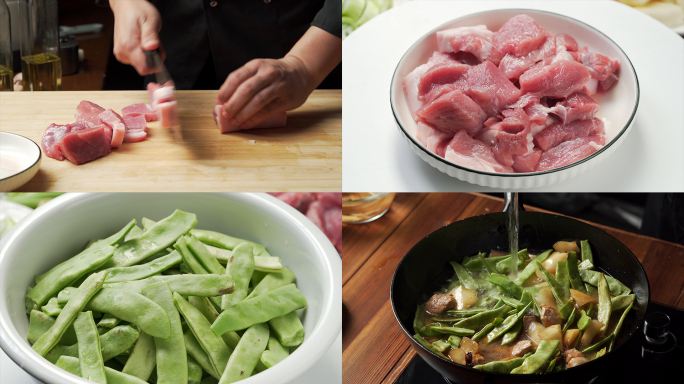 中国东北地方特色炖菜土豆炖豆角烹饪过程