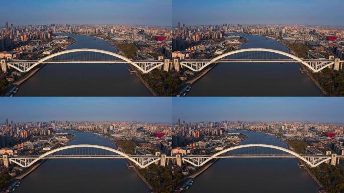 4K大气航拍上海卢浦大桥