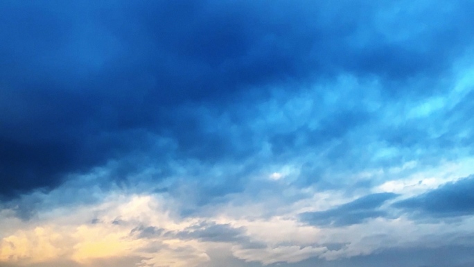 【HD天空】温暖日落云霞蓝色云雾温暖背景