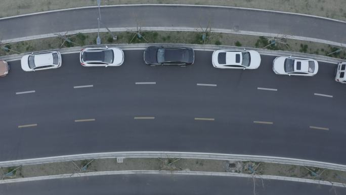 「有版权」航拍LOG车辆道路违章停车4K