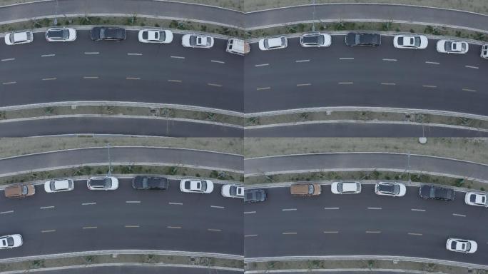 「有版权」航拍LOG车辆道路违章停车4K