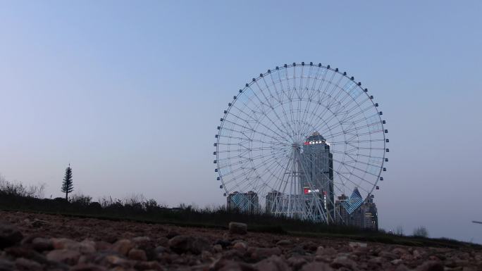 南昌城市 航拍 朝阳大桥 赣江夜景摩天轮