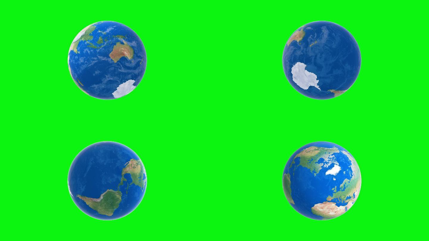 在绿色屏幕上的旋转地球