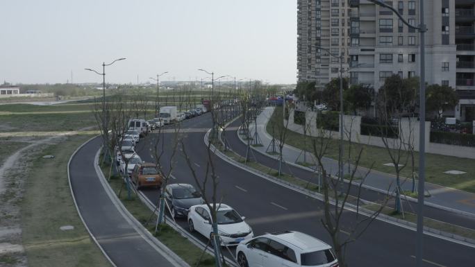 「有版权」航拍LOG车辆道路违章停车4K