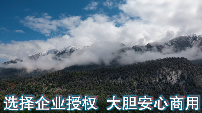 雪山云雾视频玉带云环绕雪山雪峰高山森林