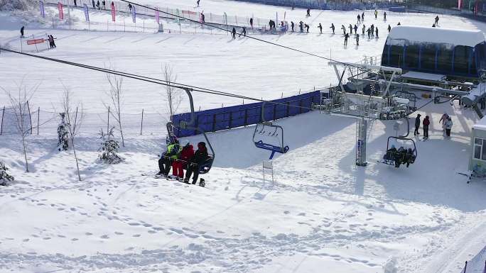 吉林省长春天定山滑雪场航拍4K