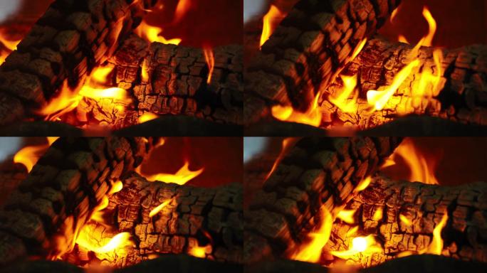 燃烧着的木头木炭炭火烧火做饭