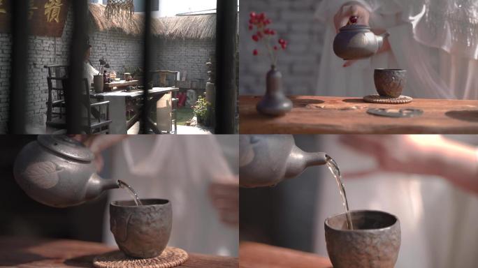 古装沏茶熏香民宿禅生活茶文化