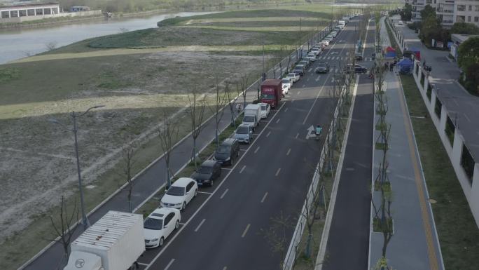 「有版权」航拍LOG车辆道路违章停车4K