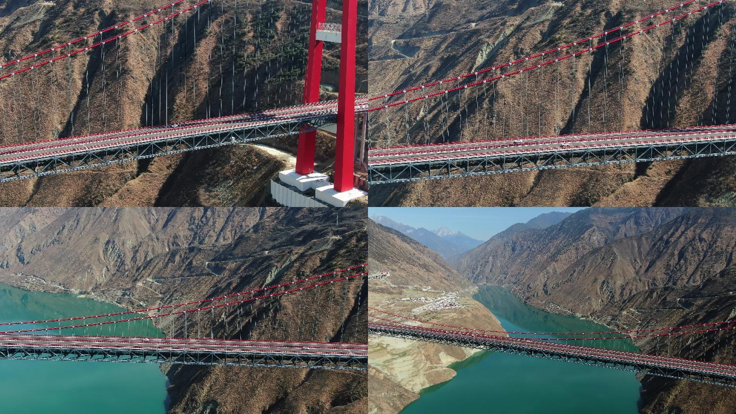 航拍甘孜州大渡河大桥