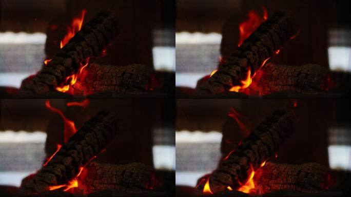 燃烧的木头炭火取暖高温