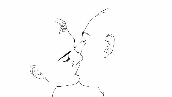 接吻的男女动画特效视频