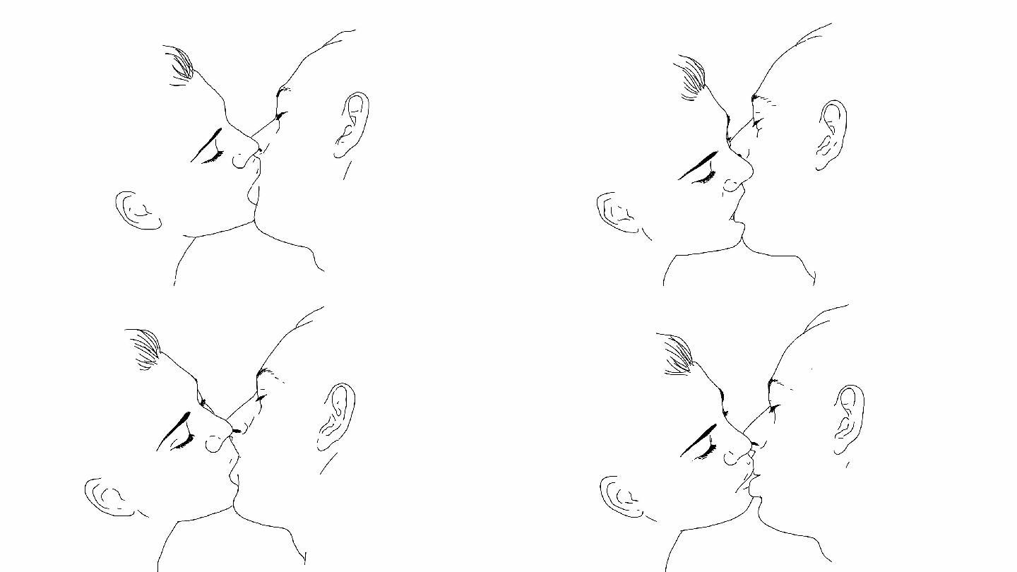 接吻的男女动画特效视频