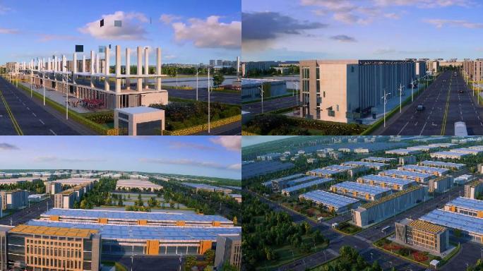 【宽屏】三维城市产业园科技园建筑生长动画