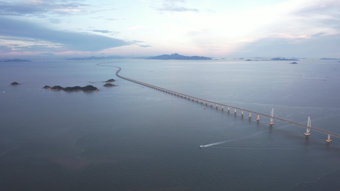 港珠澳大桥航拍4k未调色DLOG空镜素材