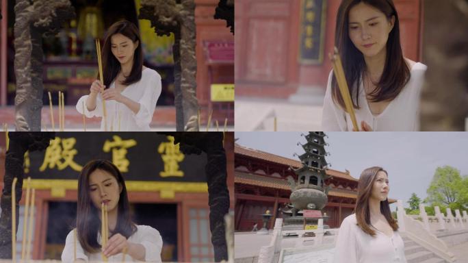 唯美女性烧香