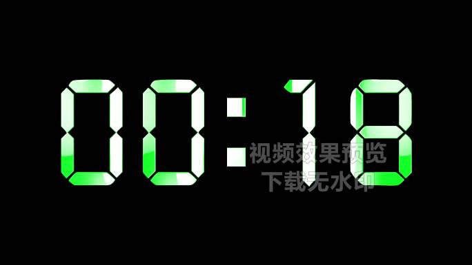 4K绿色液晶数字倒数30秒钟通道