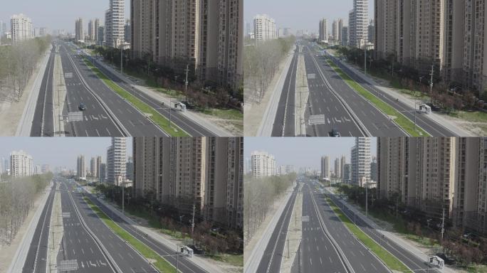 「有版权」航拍LOG疫情下的城市道路4K