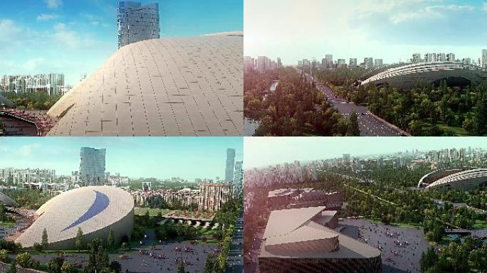 【宽屏】三维城市建筑科技馆场馆城市动画
