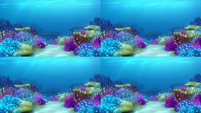 海底彩色珊瑚礁3d动画