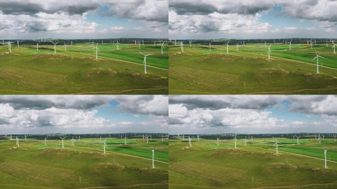 大草原风力发电场风车风能风电双碳碳减排