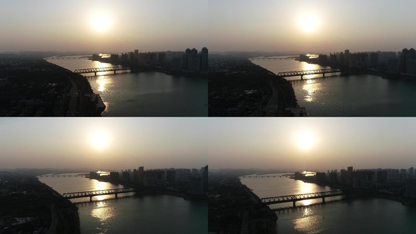 襄阳汉江大桥夕阳