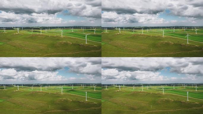风力发电场鸟瞰图风能清洁能源新能源风力发