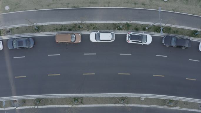 「有版权」航拍LOG车辆道路违章停车4K