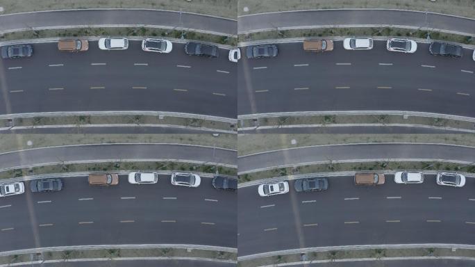 「有版权」航拍LOG车辆道路违章停车4K