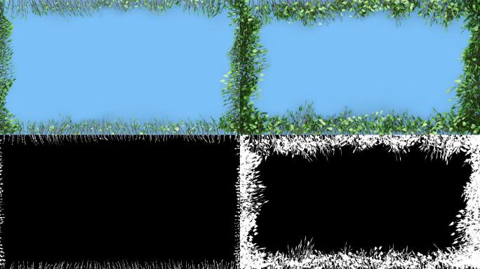 绿框蓝底3D动画抠像通道抽象