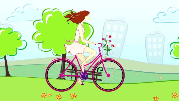 骑自行车的女孩mg动漫女生女人文明街道