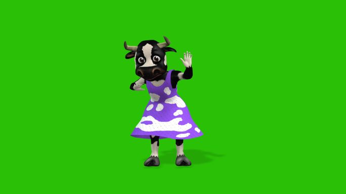 绿屏上跳舞的牛抠像通道动漫可爱