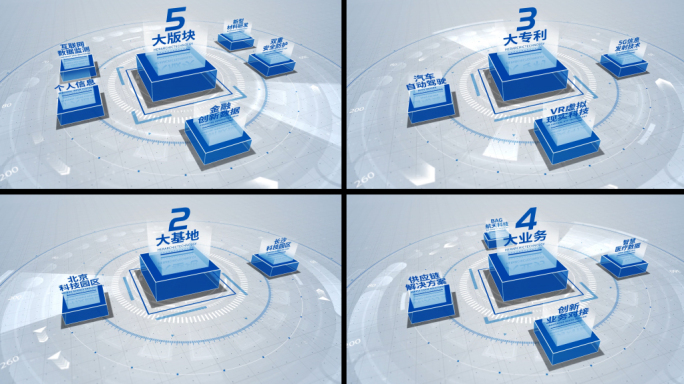 蓝色科技字幕文字分类展示AE模板